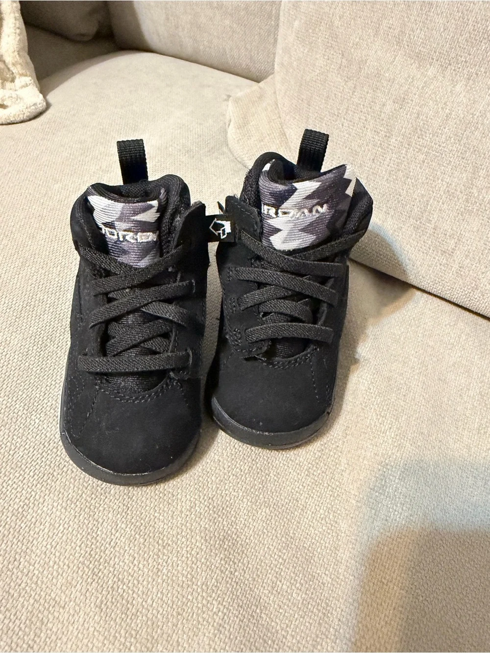 Nike Black Baby High-Top Sneakers with Gray Camo Tongue